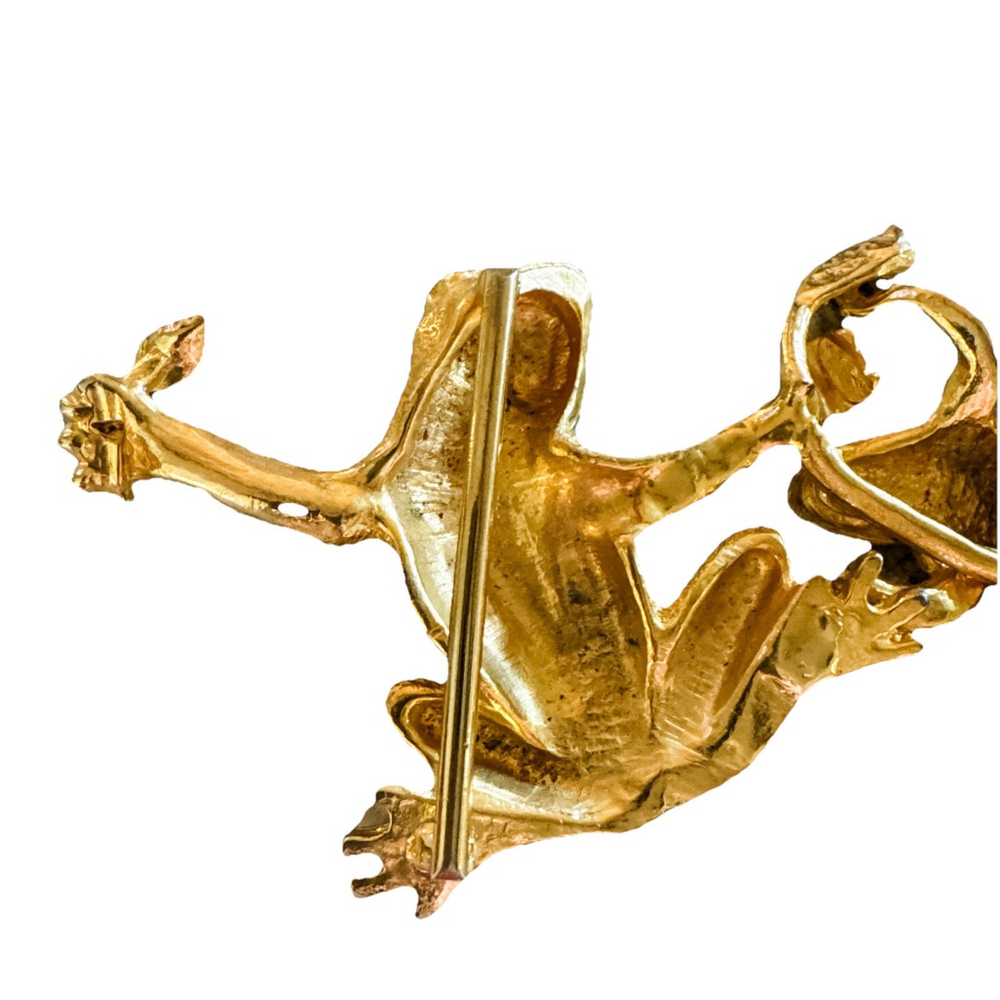 VINTAGE Rare GAIL LABELLE GOLD PLATED Gold 2 Frogs Buckle - Picture 5 of 8